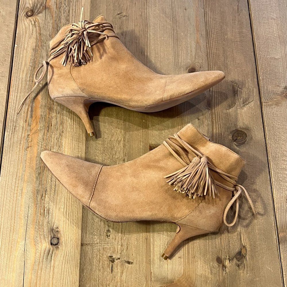 Loeffler Randall Camel Ankle Booties with Tassels